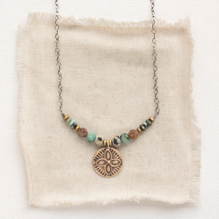 Layered Bronze Wanderer Coin Lona Necklace
