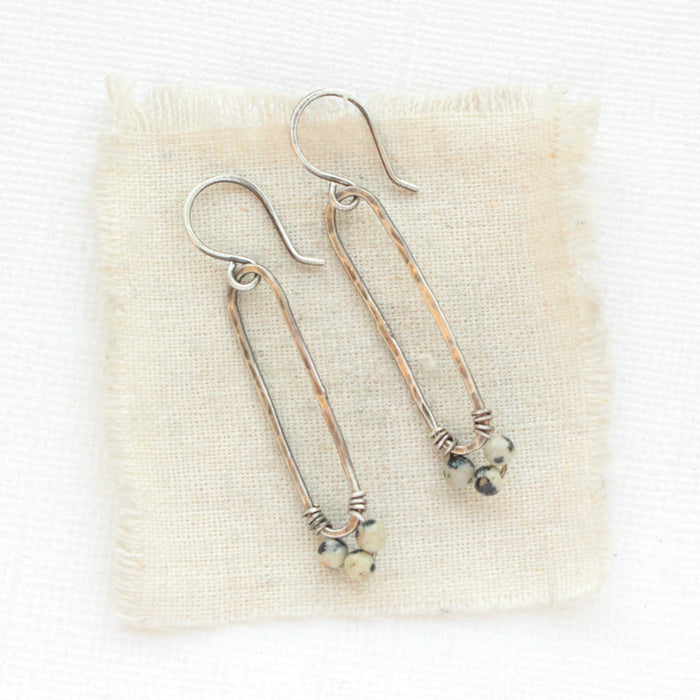 Dalmatian Jasper Forged Hoop Earrings
