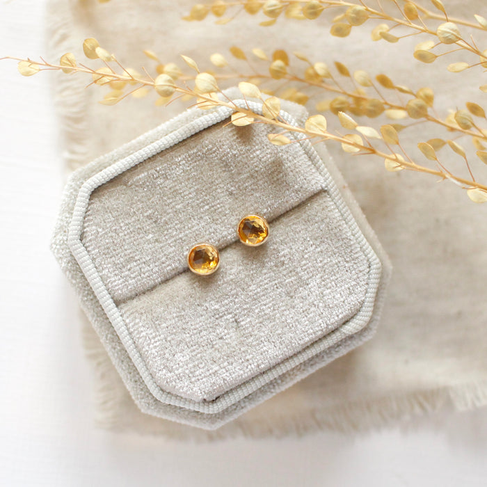 Faceted Citrine Post Earrings