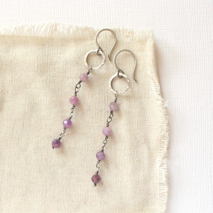 Flowing Ruby Mini Hoop Earrings