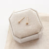 The gold nugget post earrings styled to show the post