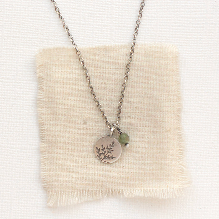Mini Sprout & Green Kyanite Charm Necklace