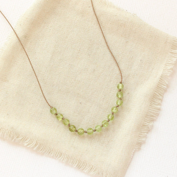 Knotted Peridot Silk Necklace