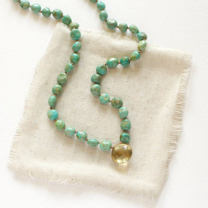 Knotted Turquoise & Citrine Necklace