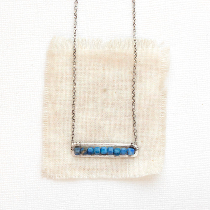 Lapis Beaded Bar Necklace