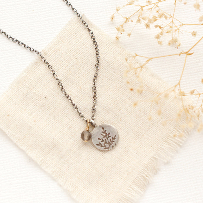 Mini Sprout & Smoky Quartz Necklace