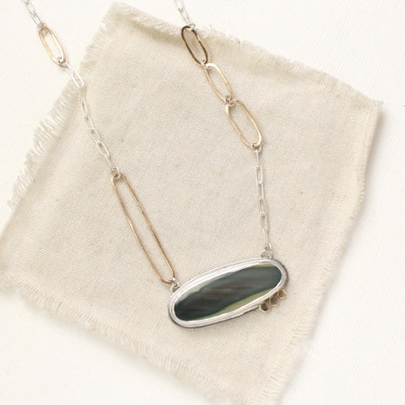The modern imperial jasper necklace styled on tan linen