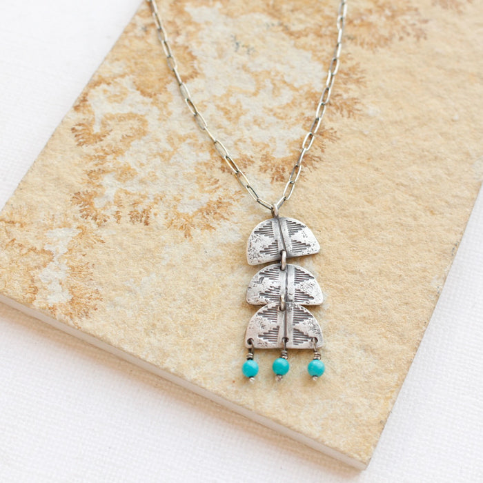 Pakal Trio Turquoise Dangle Necklace