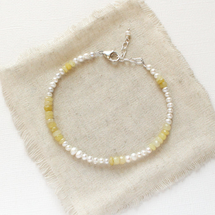 Yellow Opal & Pearl Bracelet