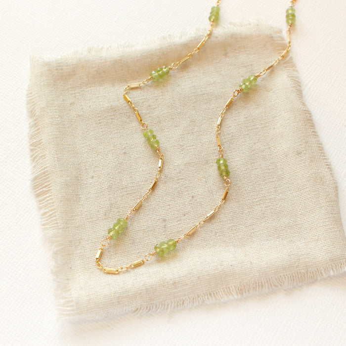 Peridot Gold Bar Chain Necklace
