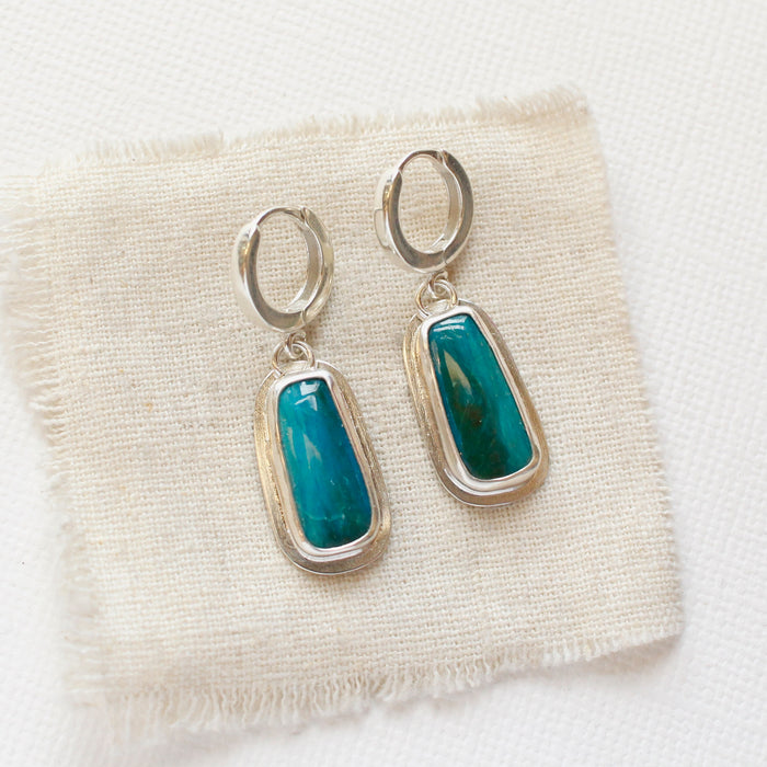 Peruvian Opal Huggie Hoop Earrings