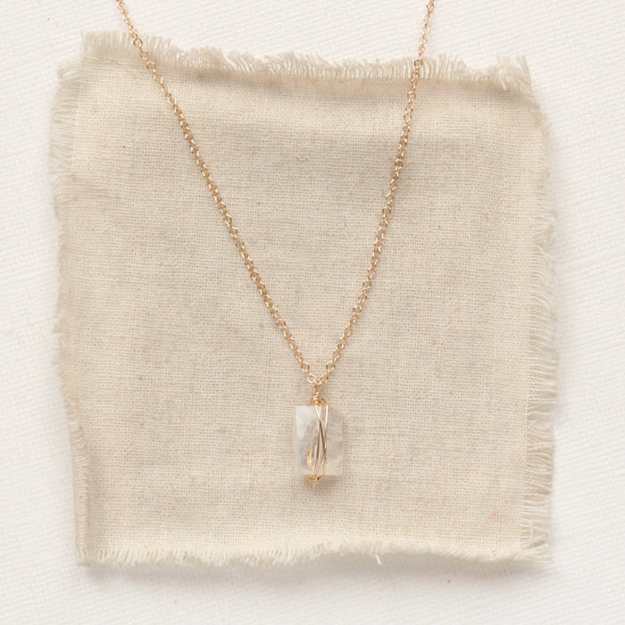 Rainbow Moonstone Gold Necklace