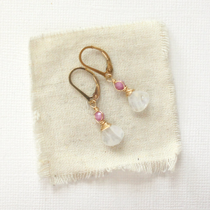 Ruby & Moonstone Earrings