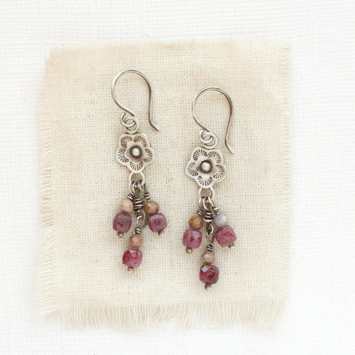 Violet Mini Cactus Flower Dangle Earrings