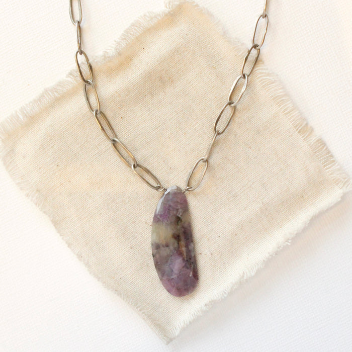 Sapphire & Handmade Chain Necklace
