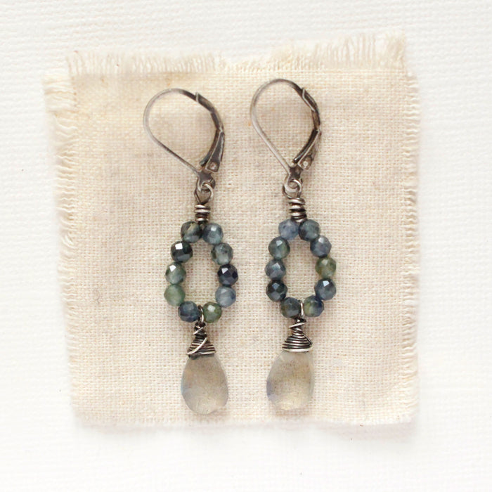 Sapphire & Labradorite Hoop Earrings