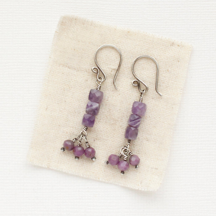 Stacked Orchid Dangle Earrings