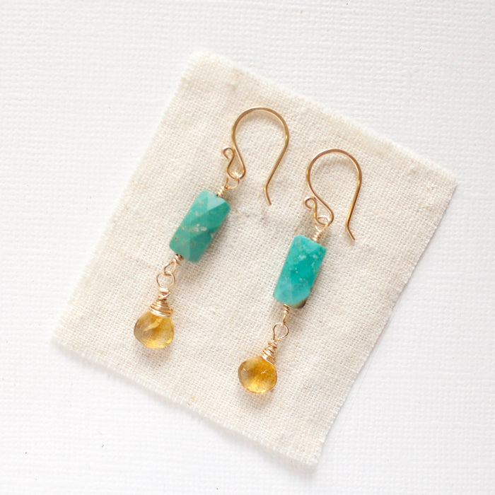 Turquoise & Citrine Earrings