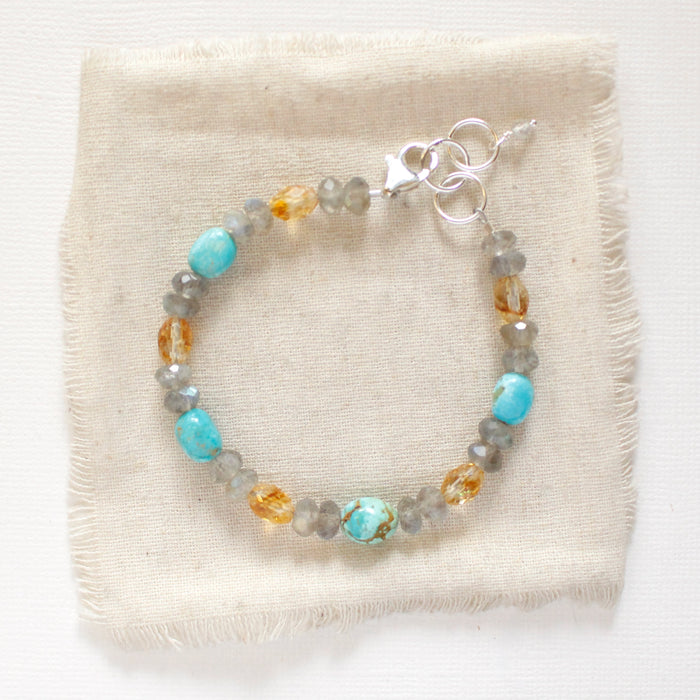 Turquoise, Labradorite, & Citrine Bracelet