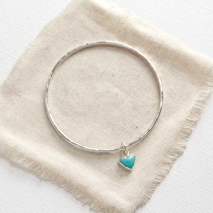 Be Mine Heart Silver Bangle