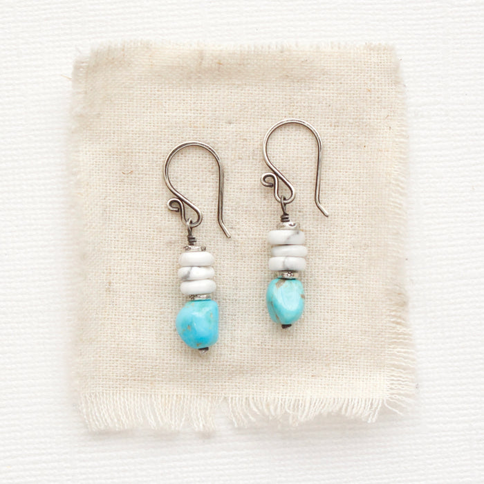 Stacked Turquoise & Howlite Earrings