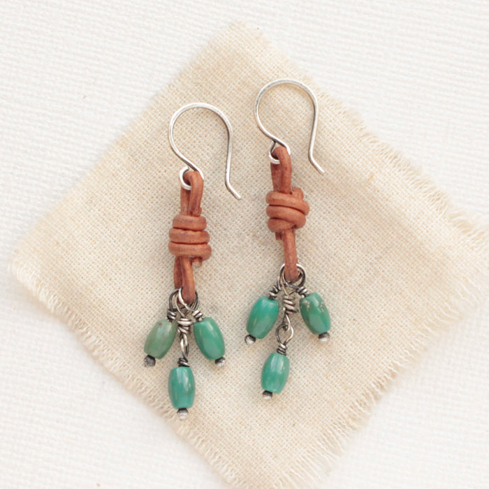 Turquoise Trio Leather Earrings