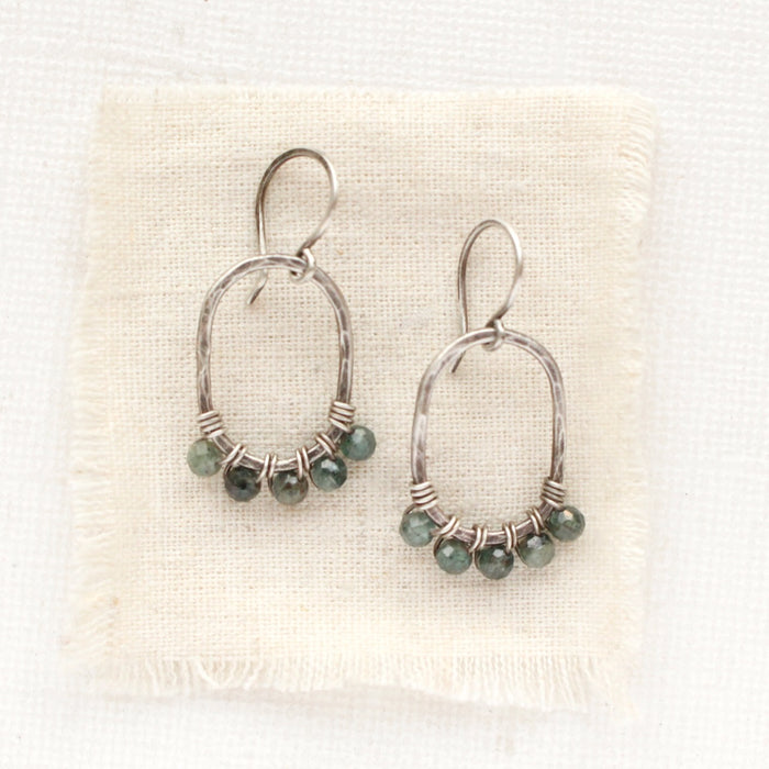 Green Kyanite Wrapped Oval Earrings