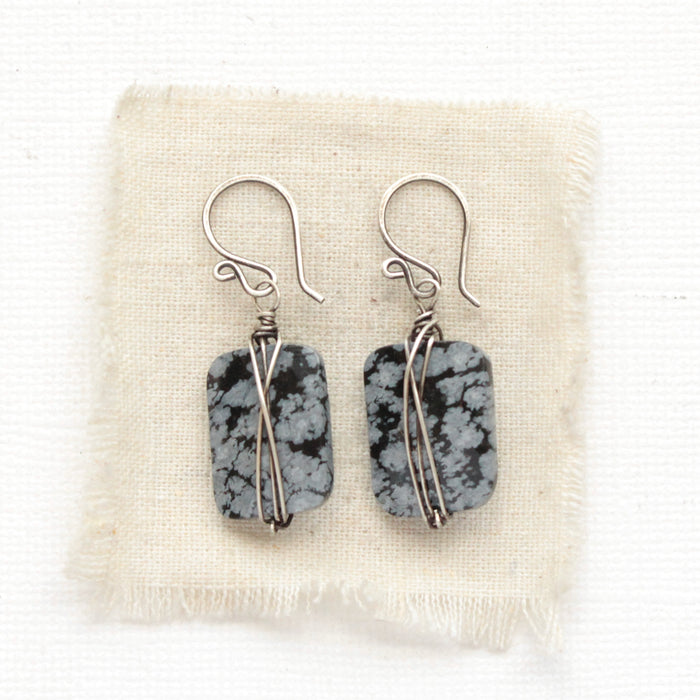 Snowflake Obsidian Earrings
