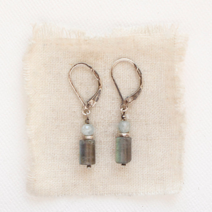 Stacked Zircon & Labradorite Earrings