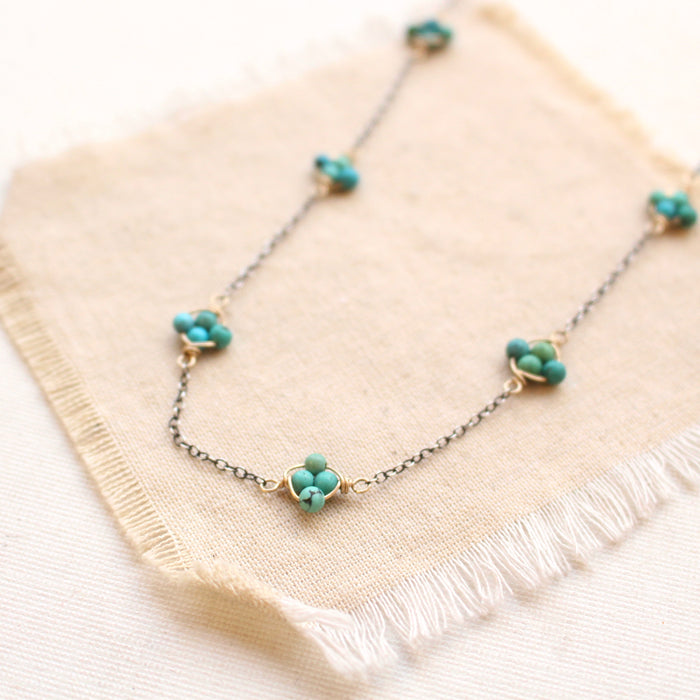 Turquoise Satellite Mixed Metal Necklace