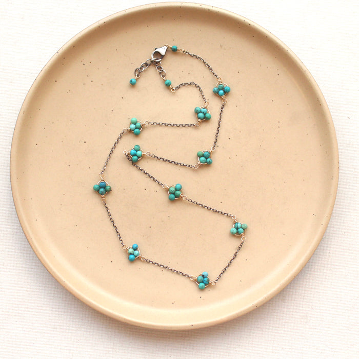 Turquoise Satellite Mixed Metal Necklace