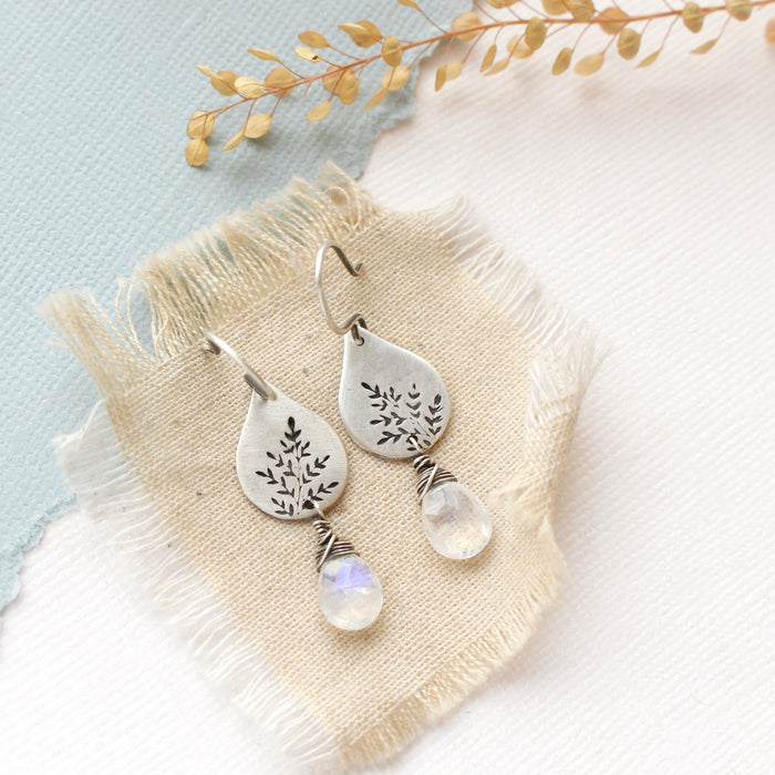 Spring Teardrop & Moonstone Earrings