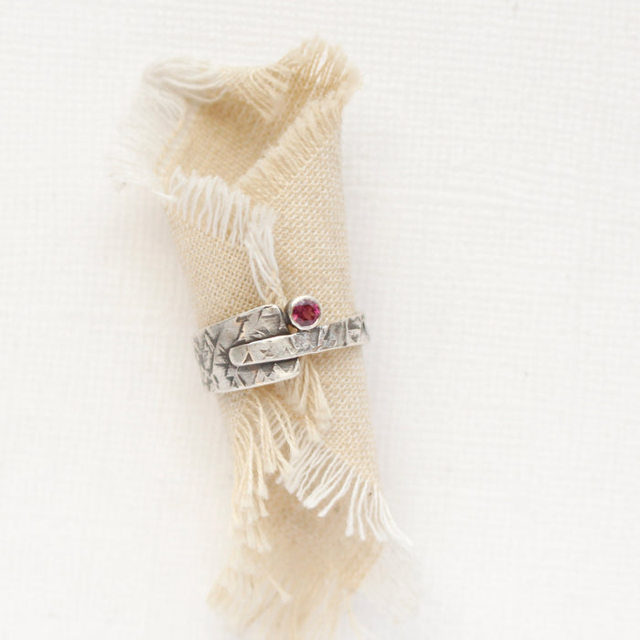 Rhodolite Garnet Silver Wrap Ring