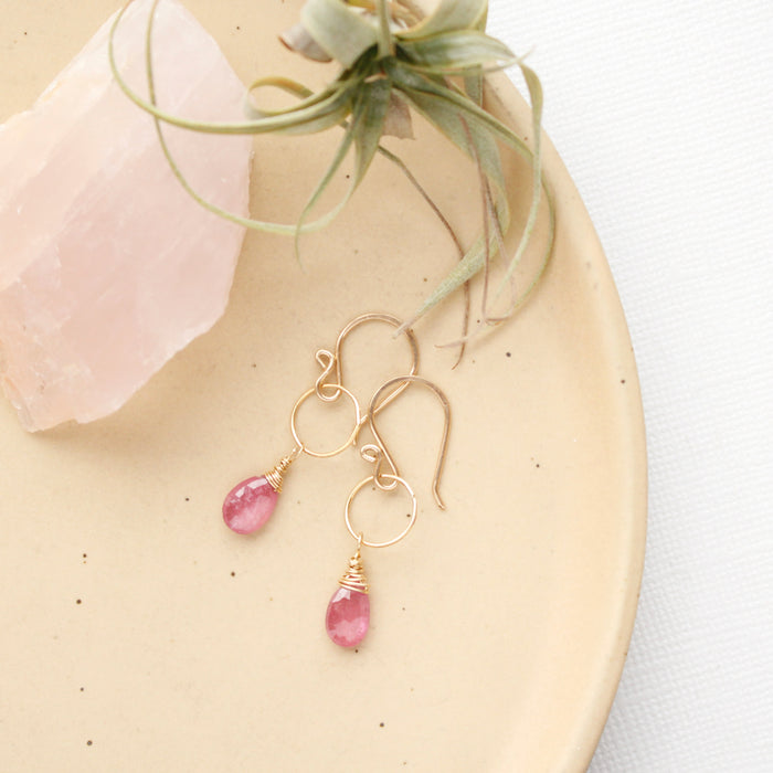 Pink Sapphire Mini Hoop Earrings