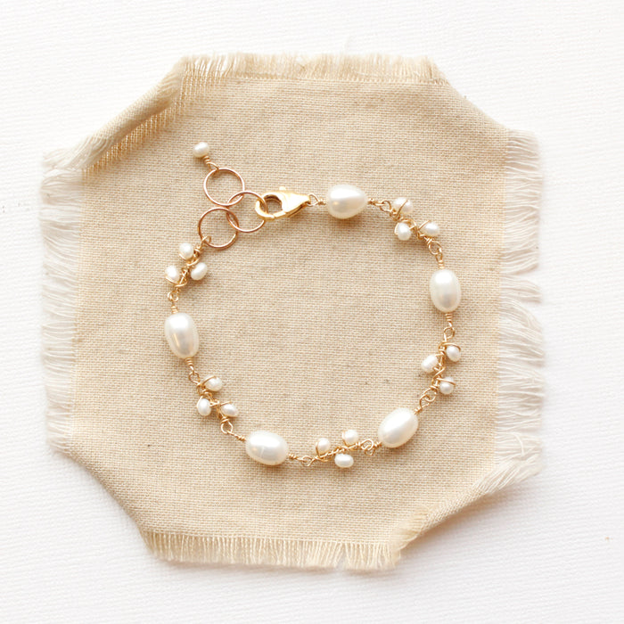 Wrapped Pearl Vine Gold Bracelet