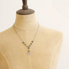 A mannequin wearing the asmi triangle turquoise lariat necklace