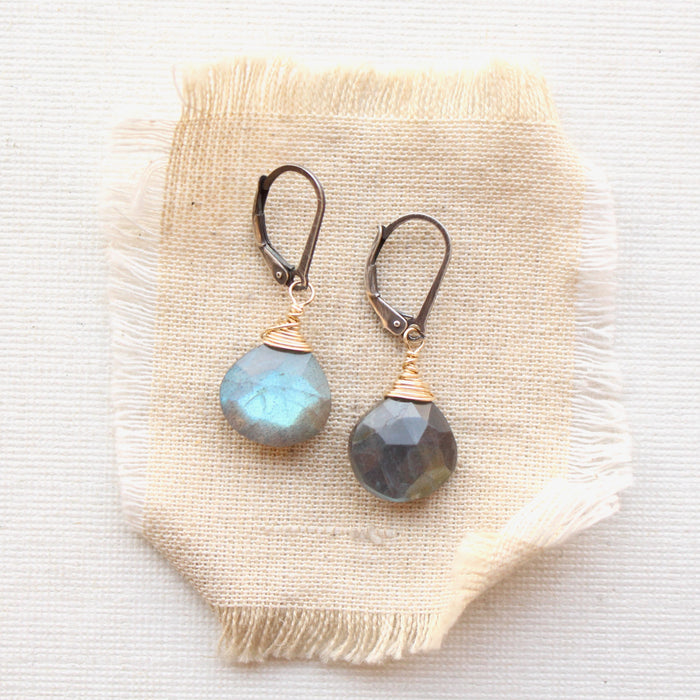 Mixed Metal Labradorite Drop Earrings