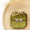 The talara sun post earrings styled on a green velvet box with dried grass