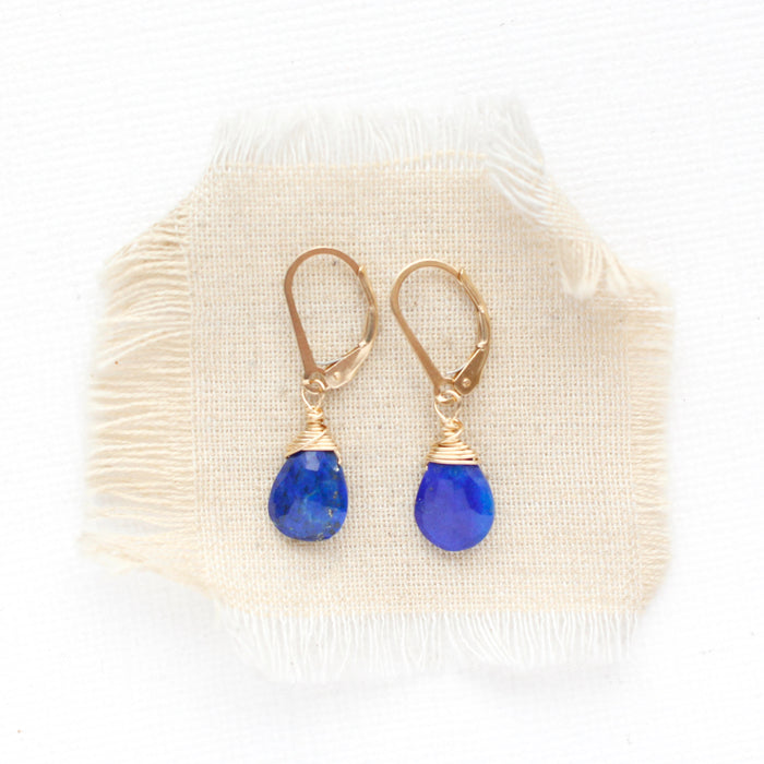 Wrapped Lapis Gold Earrings